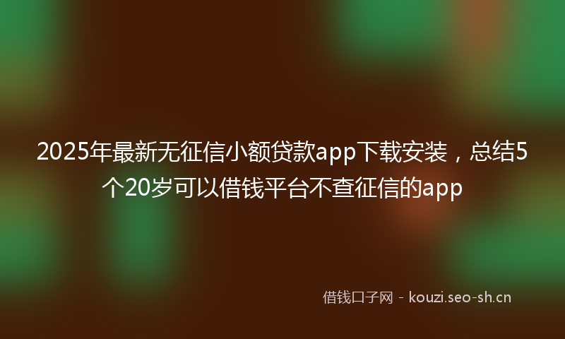 2025年最新无征信小额贷款app下载安装，总结5个20岁可以借钱平台不查征信的app