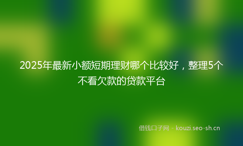 2025年最新小额短期理财哪个比较好，整理5个不看欠款的贷款平台