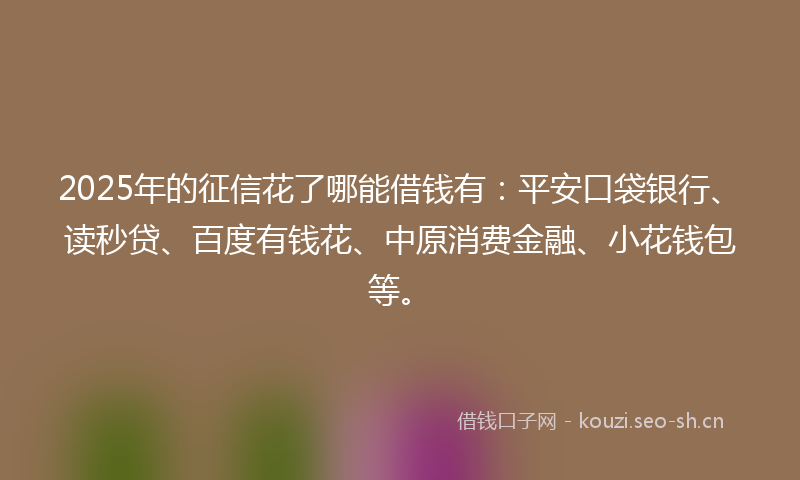 2025年的征信花了哪能借钱有：平安口袋银行、读秒贷、百度有钱花、中原消费金融、小花钱包等。