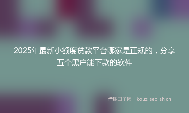 2025年最新小额度贷款平台哪家是正规的，分享五个黑户能下款的软件