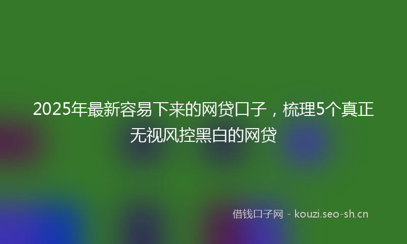 2025年最新容易下来的网贷口子，梳理5个真正无视风控黑白的网贷