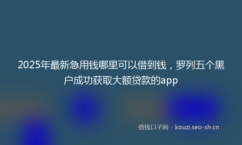 2025年最新急用钱哪里可以借到钱，罗列五个黑户成功获取大额贷款的app