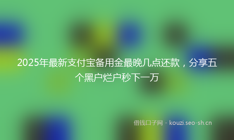 2025年最新支付宝备用金最晚几点还款，分享五个黑户烂户秒下一万