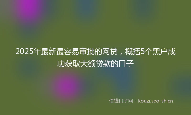 2025年最新最容易审批的网贷，概括5个黑户成功获取大额贷款的口子