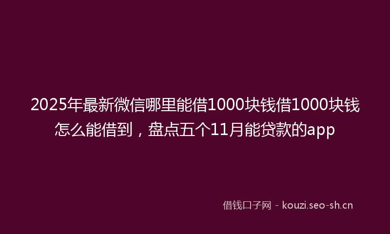 2025年最新微信哪里能借1000块钱借1000块钱怎么能借到，盘点五个11月能贷款的app