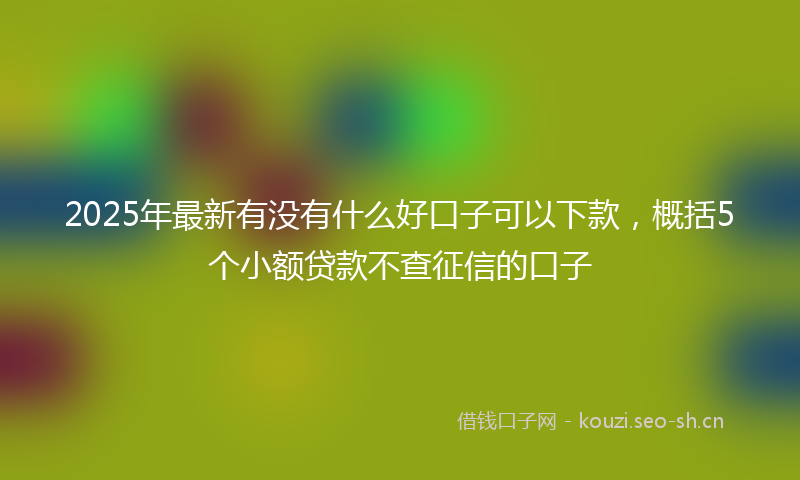 2025年最新有没有什么好口子可以下款，概括5个小额贷款不查征信的口子
