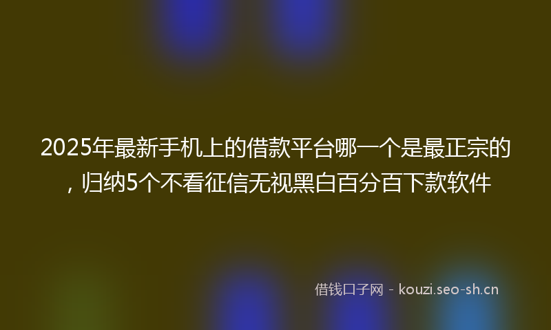 2025年最新手机上的借款平台哪一个是最正宗的，归纳5个不看征信无视黑白百分百下款软件