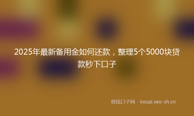 2025年最新备用金如何还款，整理5个5000块贷款秒下口子