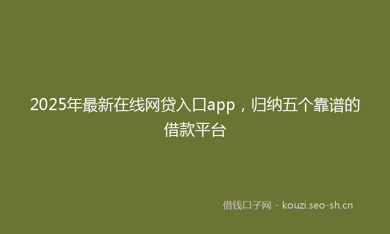 2025年最新在线网贷入口app，归纳五个靠谱的借款平台