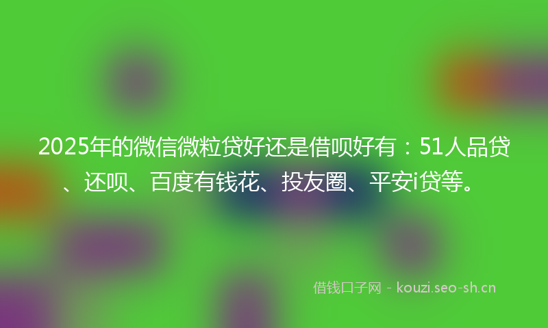 2025年的微信微粒贷好还是借呗好有：51人品贷、还呗、百度有钱花、投友圈、平安i贷等。