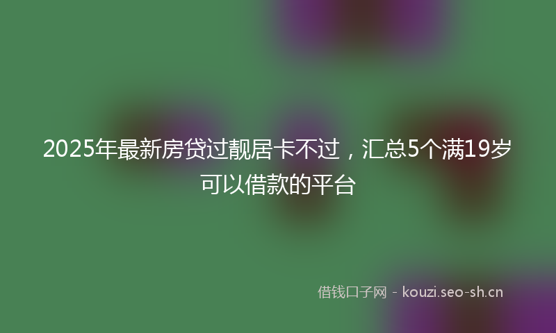 2025年最新房贷过靓居卡不过，汇总5个满19岁可以借款的平台