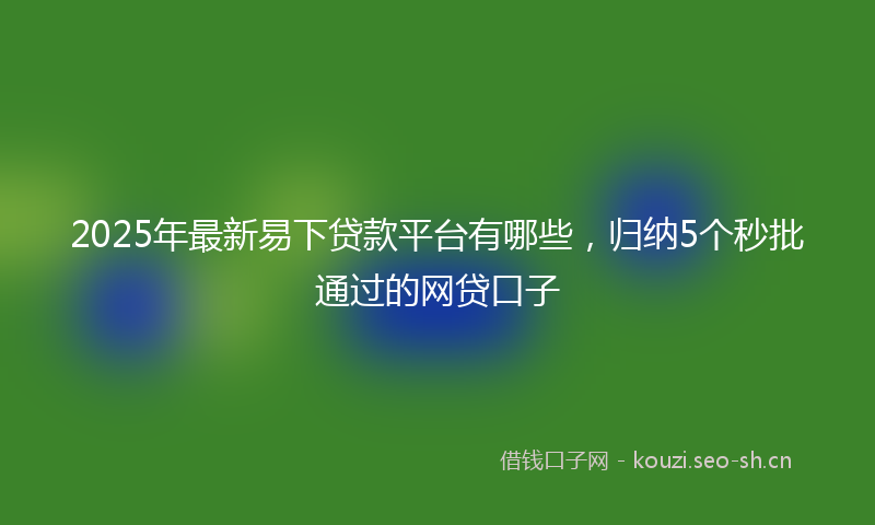 2025年最新易下贷款平台有哪些，归纳5个秒批通过的网贷口子