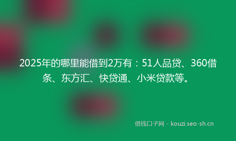 2025年的哪里能借到2万有：51人品贷、360借条、东方汇、快贷通、小米贷款等。