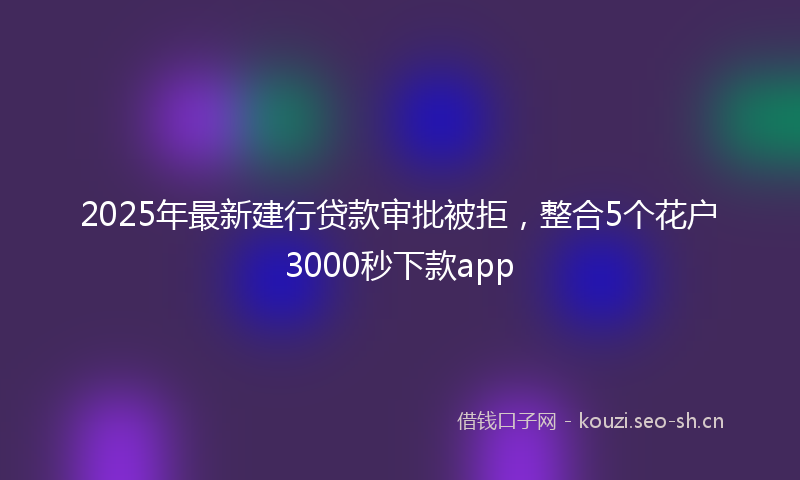 2025年最新建行贷款审批被拒，整合5个花户3000秒下款app