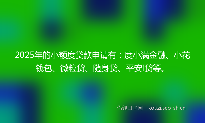 2025年的小额度贷款申请有:度小满金融、小花钱包、微粒贷、随身贷、平安i贷等。