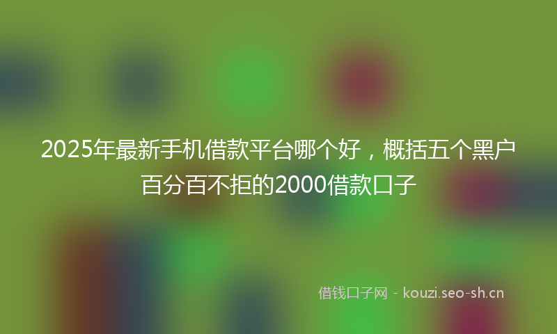 2025年最新手机借款平台哪个好，概括五个黑户百分百不拒的2000借款口子
