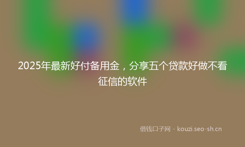 2025年最新好付备用金，分享五个贷款好做不看征信的软件