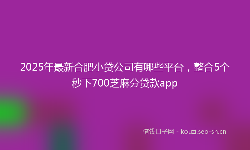 2025年最新合肥小贷公司有哪些平台，整合5个秒下700芝麻分贷款app