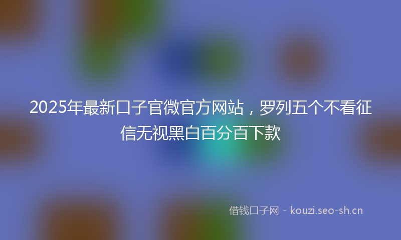 2025年最新口子官微官方网站，罗列五个不看征信无视黑白百分百下款