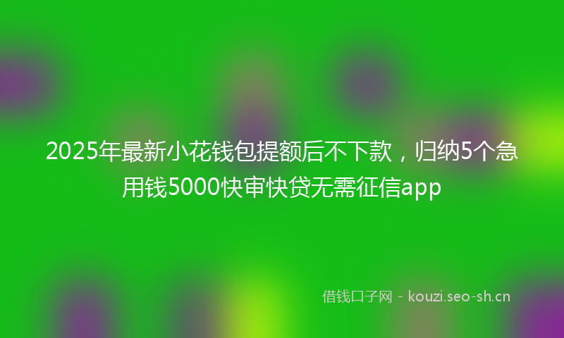 2025年最新小花钱包提额后不下款，归纳5个急用钱5000快审快贷无需征信app