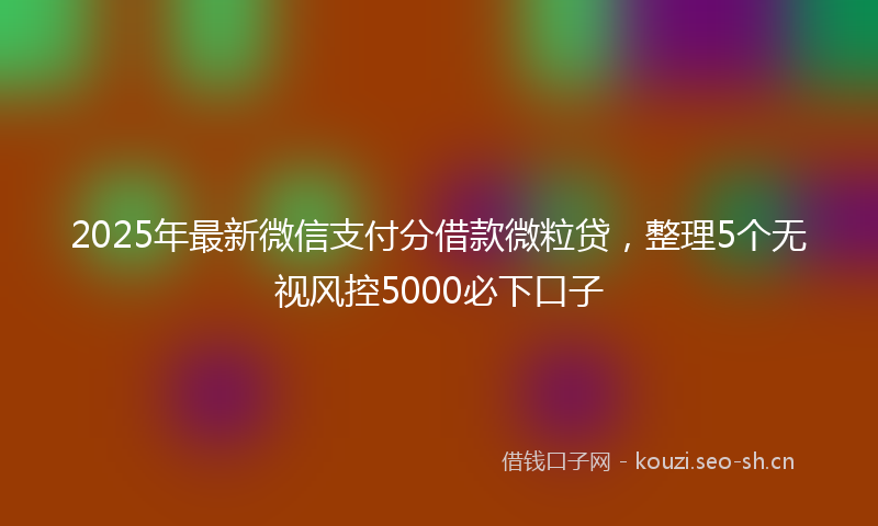 2025年最新微信支付分借款微粒贷，整理5个无视风控5000必下口子