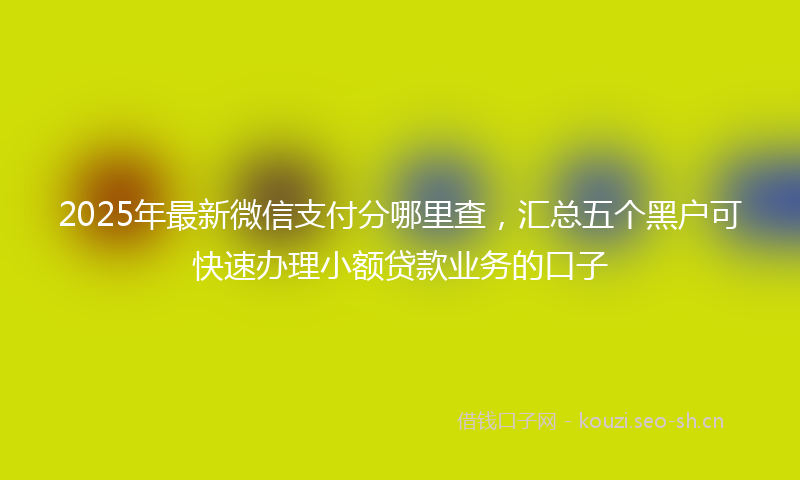 2025年最新微信支付分哪里查，汇总五个黑户可快速办理小额贷款业务的口子