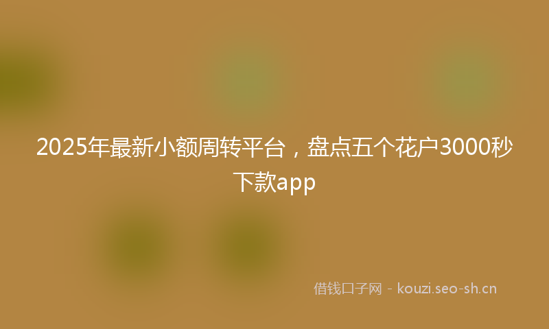 2025年最新小额周转平台，盘点五个花户3000秒下款app