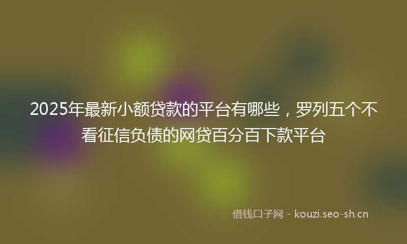 2025年最新小额贷款的平台有哪些，罗列五个不看征信负债的网贷百分百下款平台