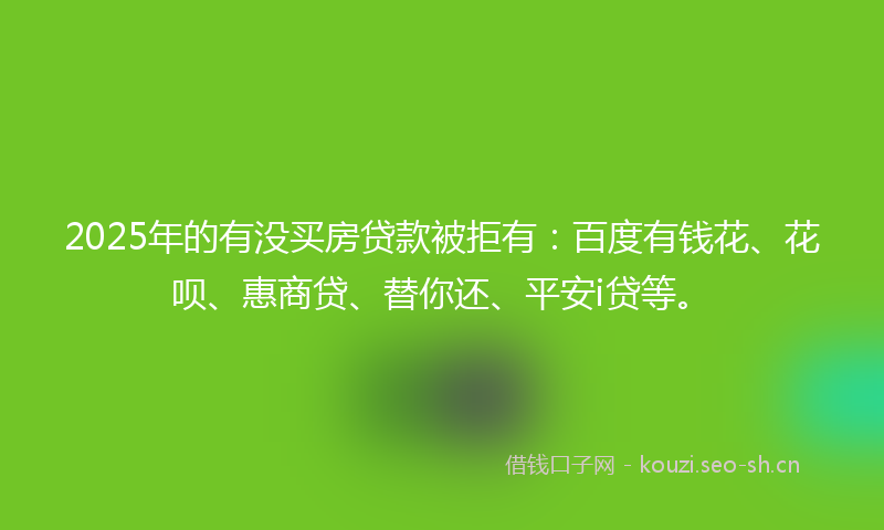 2025年的有没买房贷款被拒有：百度有钱花、花呗、惠商贷、替你还、平安i贷等。