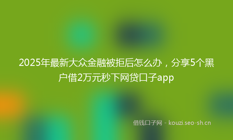 2025年最新大众金融被拒后怎么办,分享5个黑户借2万元秒下网贷口子app