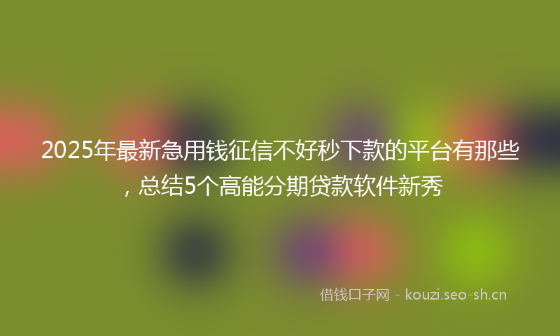 2025年最新急用钱征信不好秒下款的平台有那些，总结5个高能分期贷款软件新秀