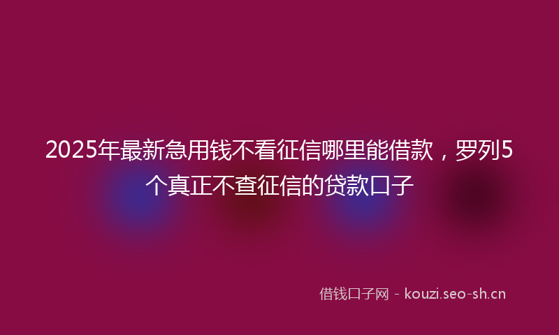 2025年最新急用钱不看征信哪里能借款，罗列5个真正不查征信的贷款口子