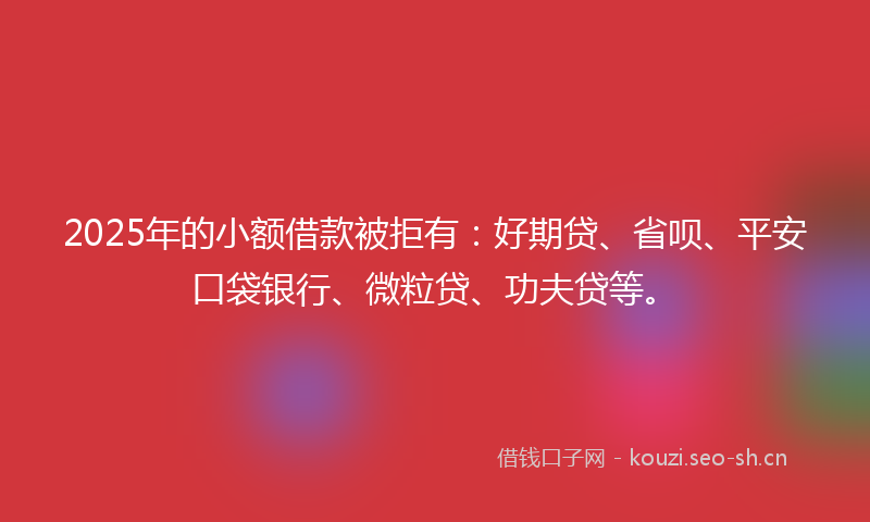 2025年的小额借款被拒有：好期贷、省呗、平安口袋银行、微粒贷、功夫贷等。