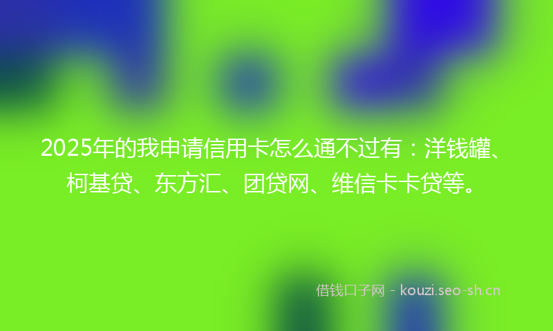 2025年的我申请信用卡怎么通不过有：洋钱罐、柯基贷、东方汇、团贷网、维信卡卡贷等。