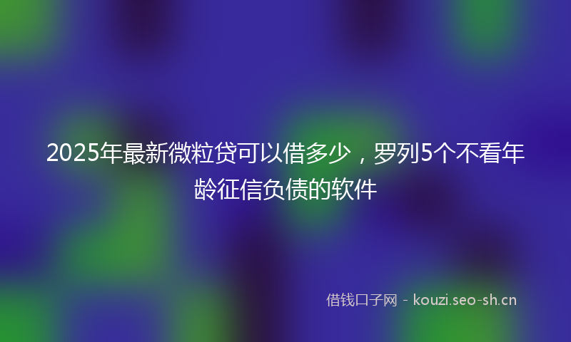 2025年最新微粒贷可以借多少，罗列5个不看年龄征信负债的软件