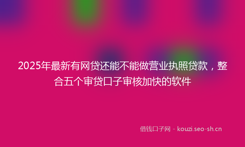 2025年最新有网贷还能不能做营业执照贷款，整合五个审贷口子审核加快的软件