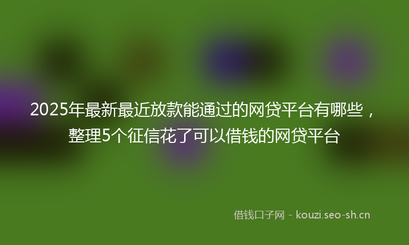 2025年最新最近放款能通过的网贷平台有哪些，整理5个征信花了可以借钱的网贷平台
