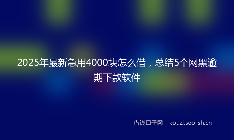 2025年最新急用4000块怎么借，总结5个网黑逾期下款软件