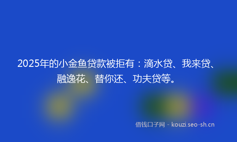 2025年的小金鱼贷款被拒有：滴水贷、我来贷、融逸花、替你还、功夫贷等。
