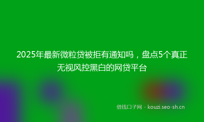 2025年最新微粒贷被拒有通知吗，盘点5个真正无视风控黑白的网贷平台