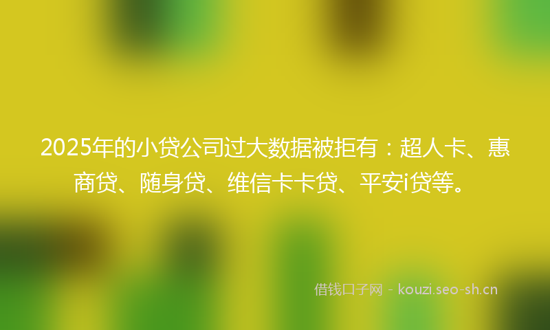 2025年的小贷公司过大数据被拒有：超人卡、惠商贷、随身贷、维信卡卡贷、平安i贷等。