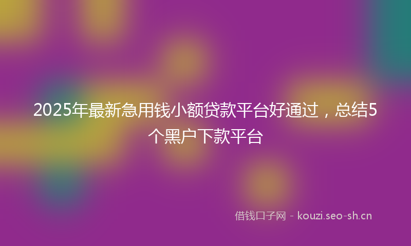 2025年最新急用钱小额贷款平台好通过，总结5个黑户下款平台