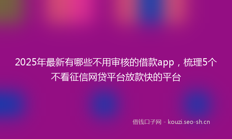 2025年最新有哪些不用审核的借款app，梳理5个不看征信网贷平台放款快的平台