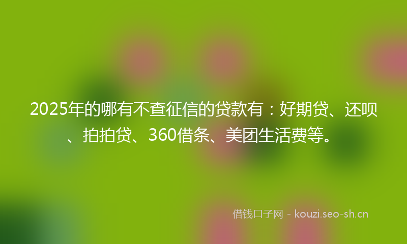 2025年的哪有不查征信的贷款有：好期贷、还呗、拍拍贷、360借条、美团生活费等。