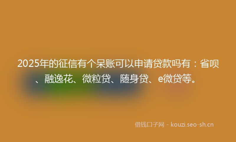 2025年的征信有个呆账可以申请贷款吗有：省呗、融逸花、微粒贷、随身贷、e微贷等。