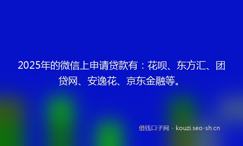 2025年的微信上申请贷款有：花呗、东方汇、团贷网、安逸花、京东金融等。