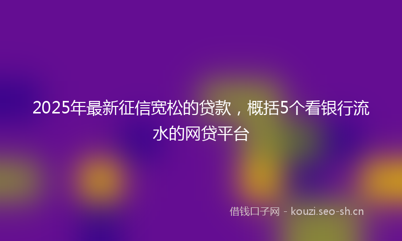 2025年最新征信宽松的贷款，概括5个看银行流水的网贷平台