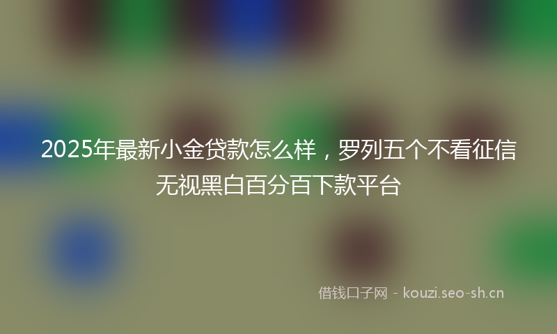 2025年最新小金贷款怎么样，罗列五个不看征信无视黑白百分百下款平台