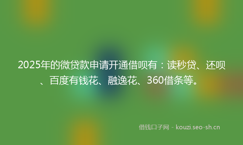 2025年的微贷款申请开通借呗有：读秒贷、还呗、百度有钱花、融逸花、360借条等。