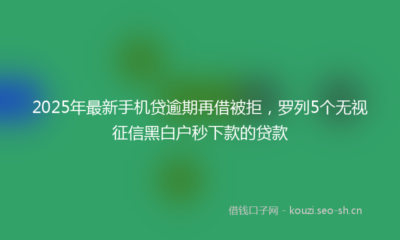 2025年最新手机贷逾期再借被拒，罗列5个无视征信黑白户秒下款的贷款